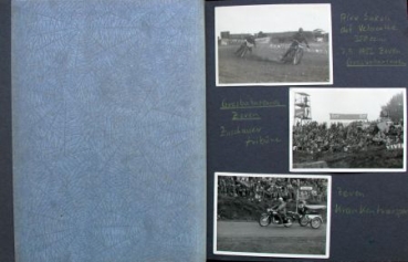 Motorbike-Racingsport Photoalbum "Grasbahnrennen Zeven, Rhade, Schottenring" 1952 Album with 54 original photos (9430)